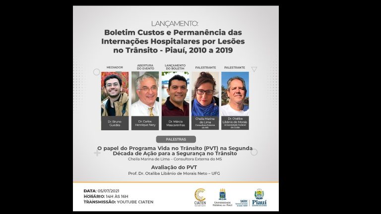 CIATEN lança o “Boletim Custos e Permanência das Internações Hospitalares por Lesões no Trânsito – Piauí, 2010 a 2019”
